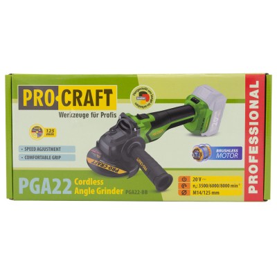 Аккумуляторная болгарка Procraft PGA22 (без акб и зу)