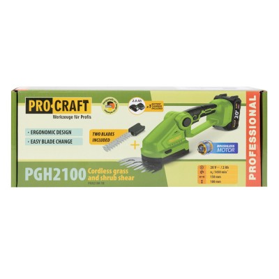 Подрезчик травы и кусторез аккумуляторный Procraft PGH2100 (1 акб)