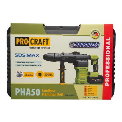 Аккумуляторный перфоратор Procraft PHA50 Кейс (с 1 акб и ЗП)